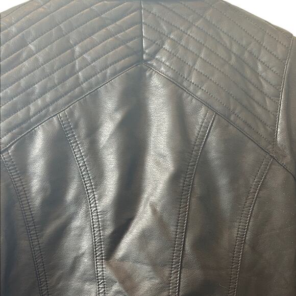 Jessica Simpson Quilted Black Faux Leather Jacket - Picture 3 of 5